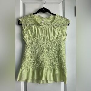 By Anthropologie Textured Smocked Tank Light Green (Size S)